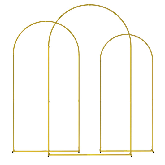 Outsunny Set De 3 Arcos De Jardín Para Rosas De Metal De 220/200/180 Cm Dorado_0
