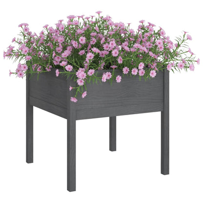 Jardineras 2 Uds Madera Maciza De Pino Gris 70x70x70 Cm_2