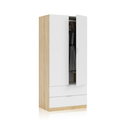 Armario Lark 2 Puertas 2 Cajones Melamina, Blanco Artik, 81,5 X 180 X 52_1