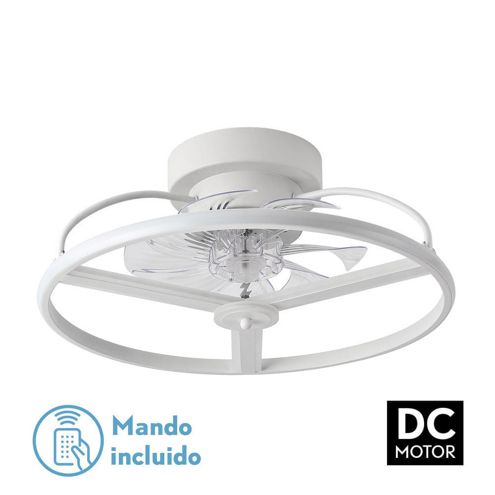 Ventilador 60w Dc Bora Blanco 8 Aspas Transp. 18x50x50cm 6vel. 3 Colores C/remoto, Memoria, Timer, Reg.intensidad 5100lm_0