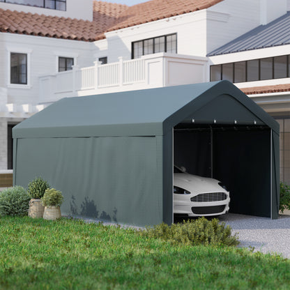 Outsunny Carpa Garaje 6x3 M Impermeable Con Paredes Laterales Desmontables Gris_4