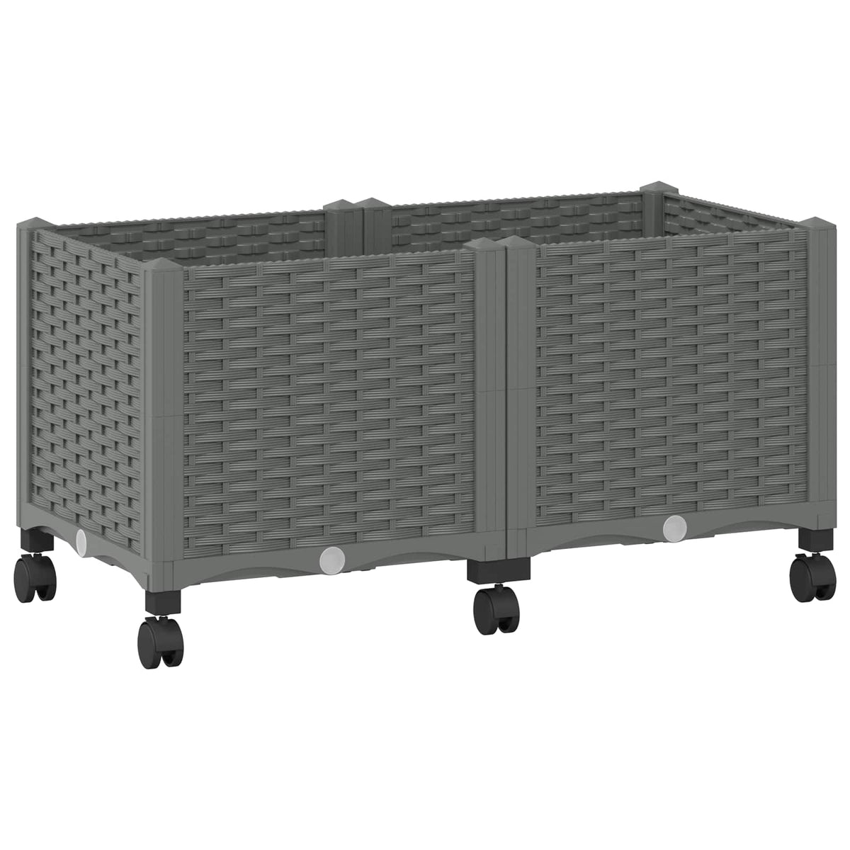Macetero De Jardín Con Ruedas Gris Claro 80 X 40 X 44 Cm Pp_0