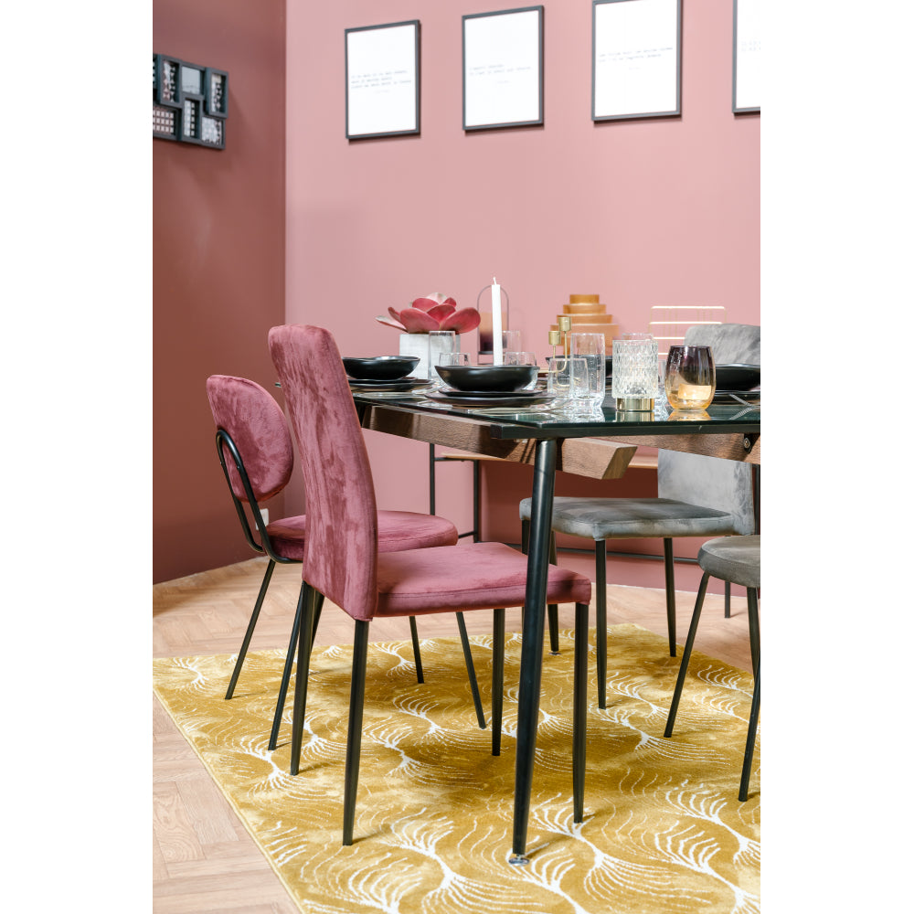 Juego De 6 Sillas De Comedor De Terciopelo Burdeos - Rojo Vintage 44x53x92cm - Muebles De Comedor_1