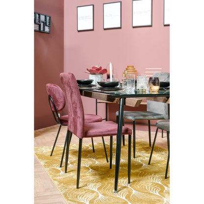 Juego De 6 Sillas De Comedor De Terciopelo Burdeos - Rojo Vintage 44x53x92cm - Muebles De Comedor_1