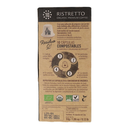 Cápsulas compostables de café ristretto para nespresso Novell 10 unidades
