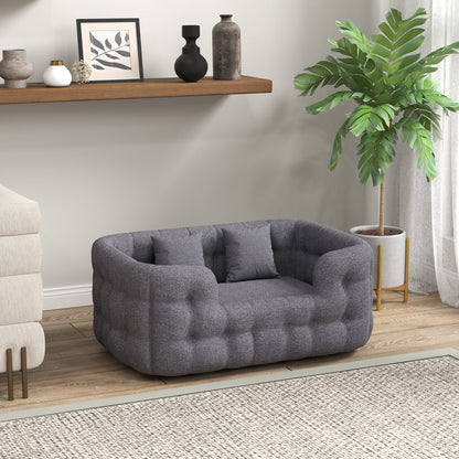 Pawhut Cama Para Perros Medianos Con 2 Almohadas Antideslizante 90x60x35cm Gris_1
