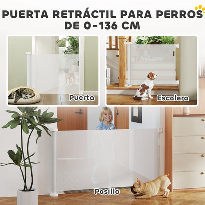 Pawhut Barrera De Seguridad Para Perros Retráctil 0-136 Cm Para Escaleras_3