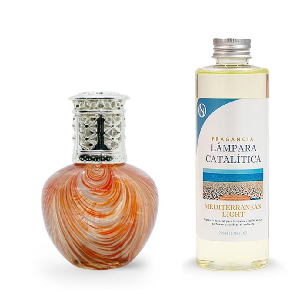 Lámpara Catalítica Orange Waves + Fragancia Mediterranean Light 200 Ml - Elimina Malos Olores, Impurezas Y Perfuma_0