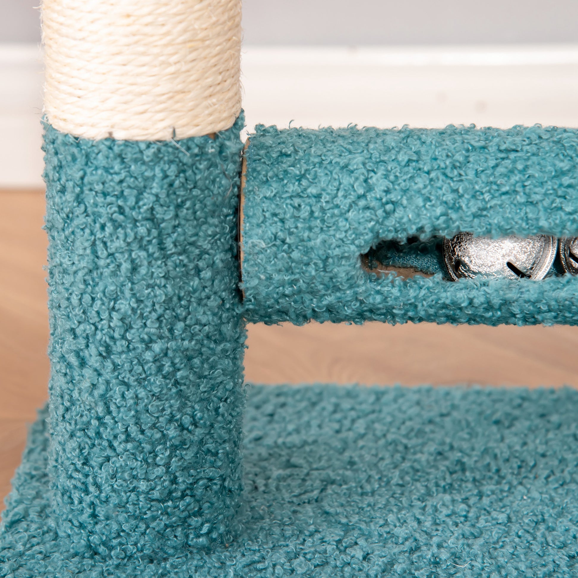 Pawhut Rascador Para Gatos Con Cama Cascabeles Poste Rascador De Sisal Juguetes_3