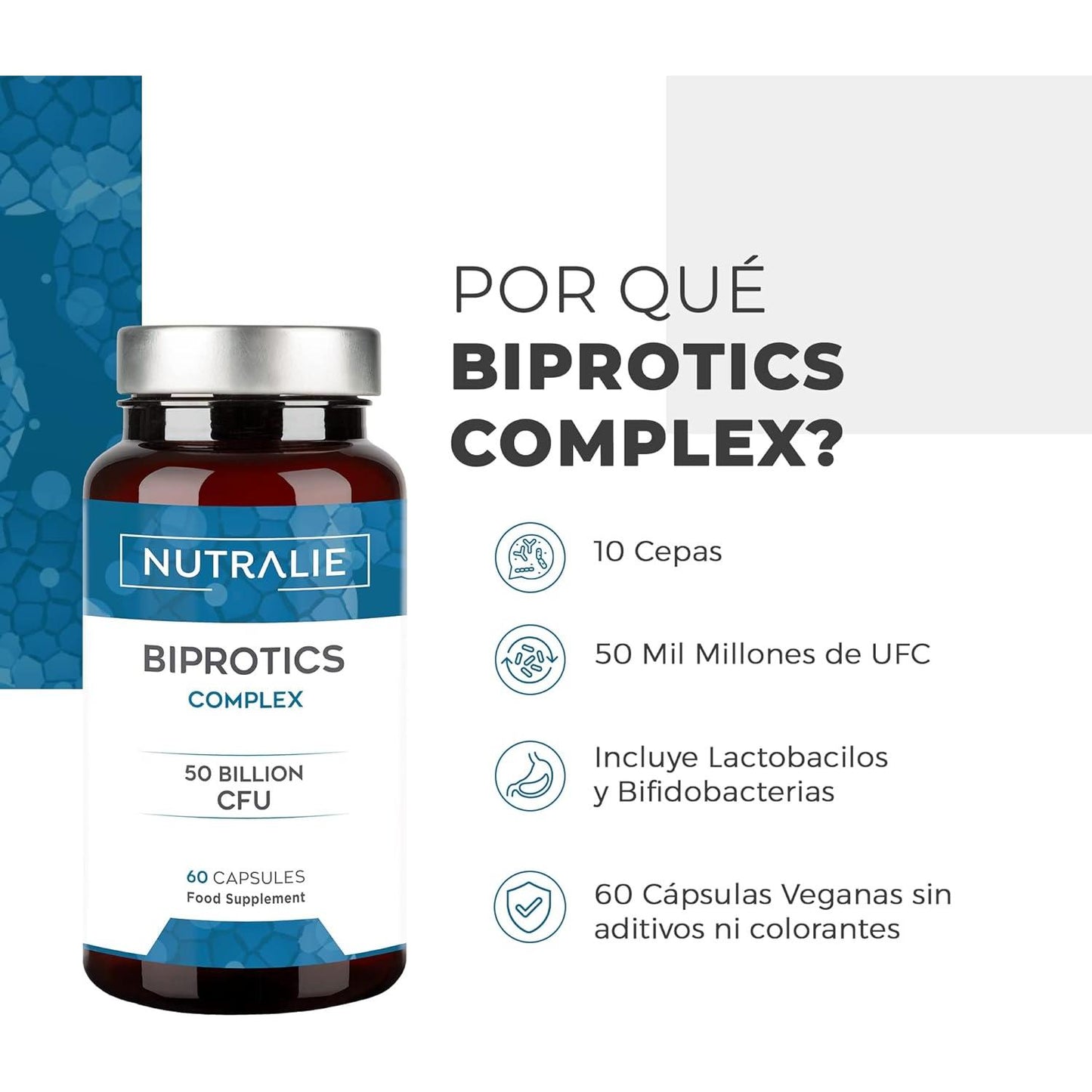 Nutralie Probióticos Intestinais 10 Estirpes 60 Cápsulas