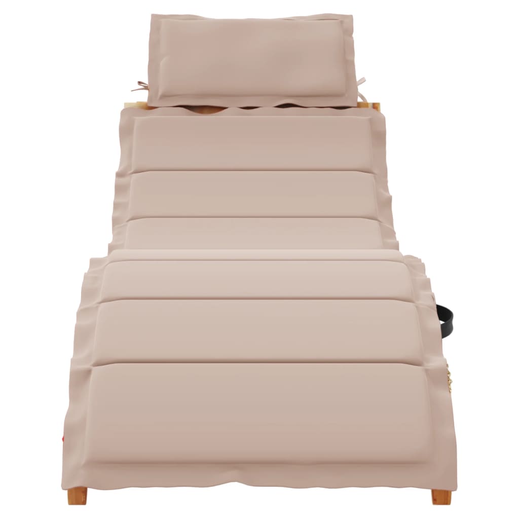 Tumbona Con Cojín Taupe Madera Maciza De Acacia / Vetonek_0
