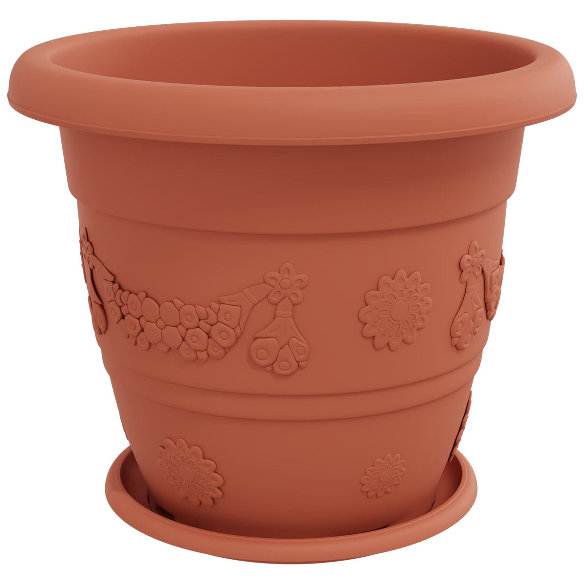 Macetas 6 Uds. Rojo Ladrillo Ø 39 X 32 Cm Plástico_4