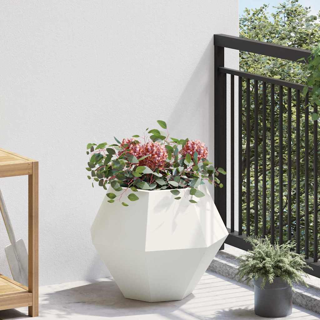 Jardinera 2 Uds. Blanco 50 X 50 X 40 Cm Acero_3