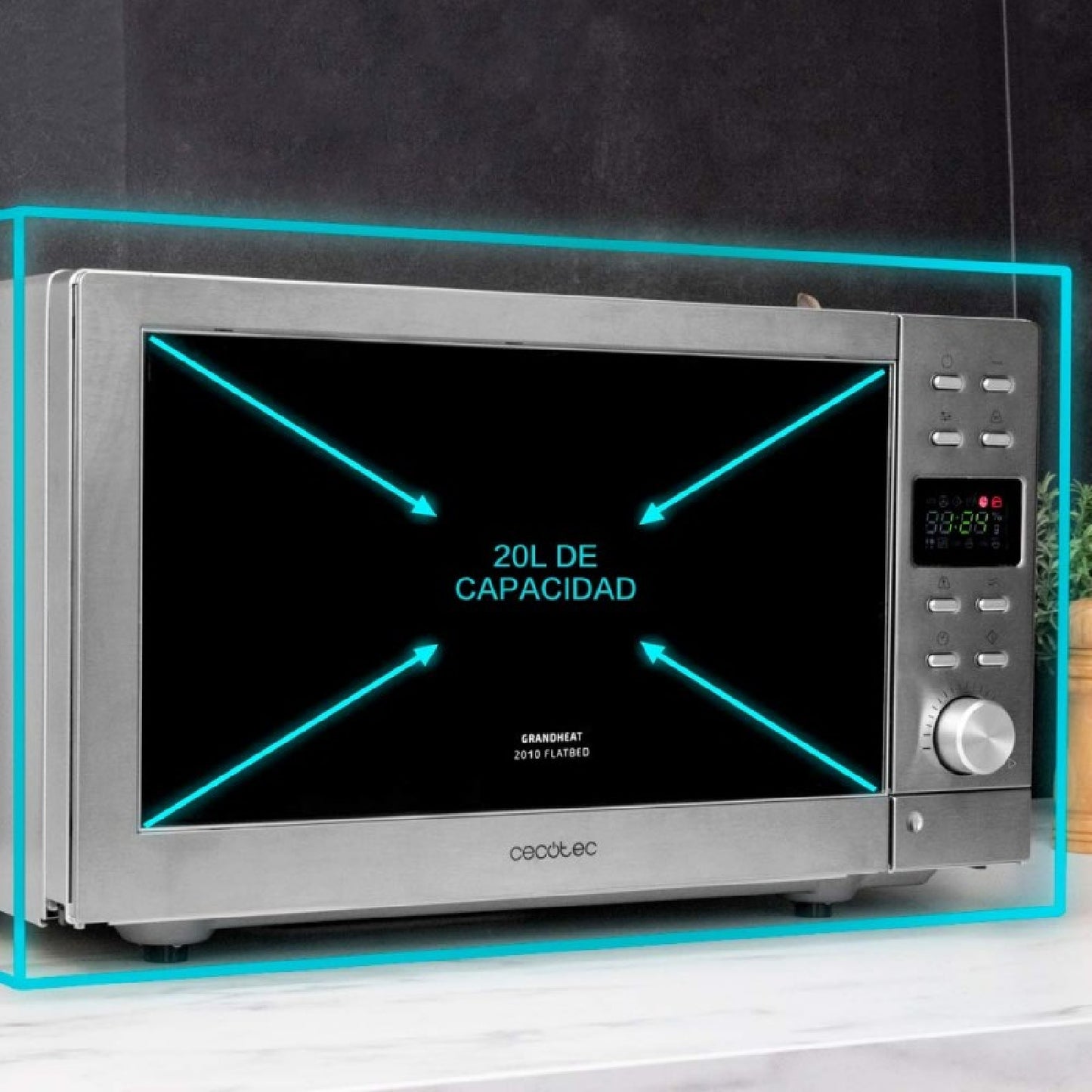 Microondas Independiente Digital Sin Plato Grandheat 2010 Flatbed Steel. Potencia 700 W, Capacidad 20 Litros, Grill De 900 W, 9 Funciones Preconfigu_3