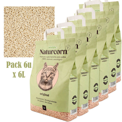 Sustrato Absorbente Wuapu Naturcorn Original En Pelet Biodegradable Para Gato 1 U 6l_1