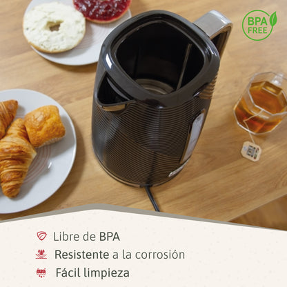 Briebe Elegance Set Tostadora Pan Ranura Ancha 2 Rebanadas + Hervidor Agua Eléctrico 1,7l Inalámbrico, Skt1170blk,negro_5
