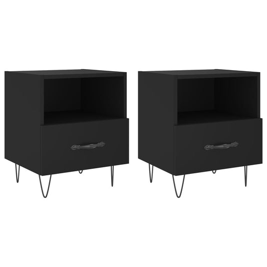 Mesitas De Noche 2 Uds Madera Ingeniería Negro 40x35x47,5 Cm_0