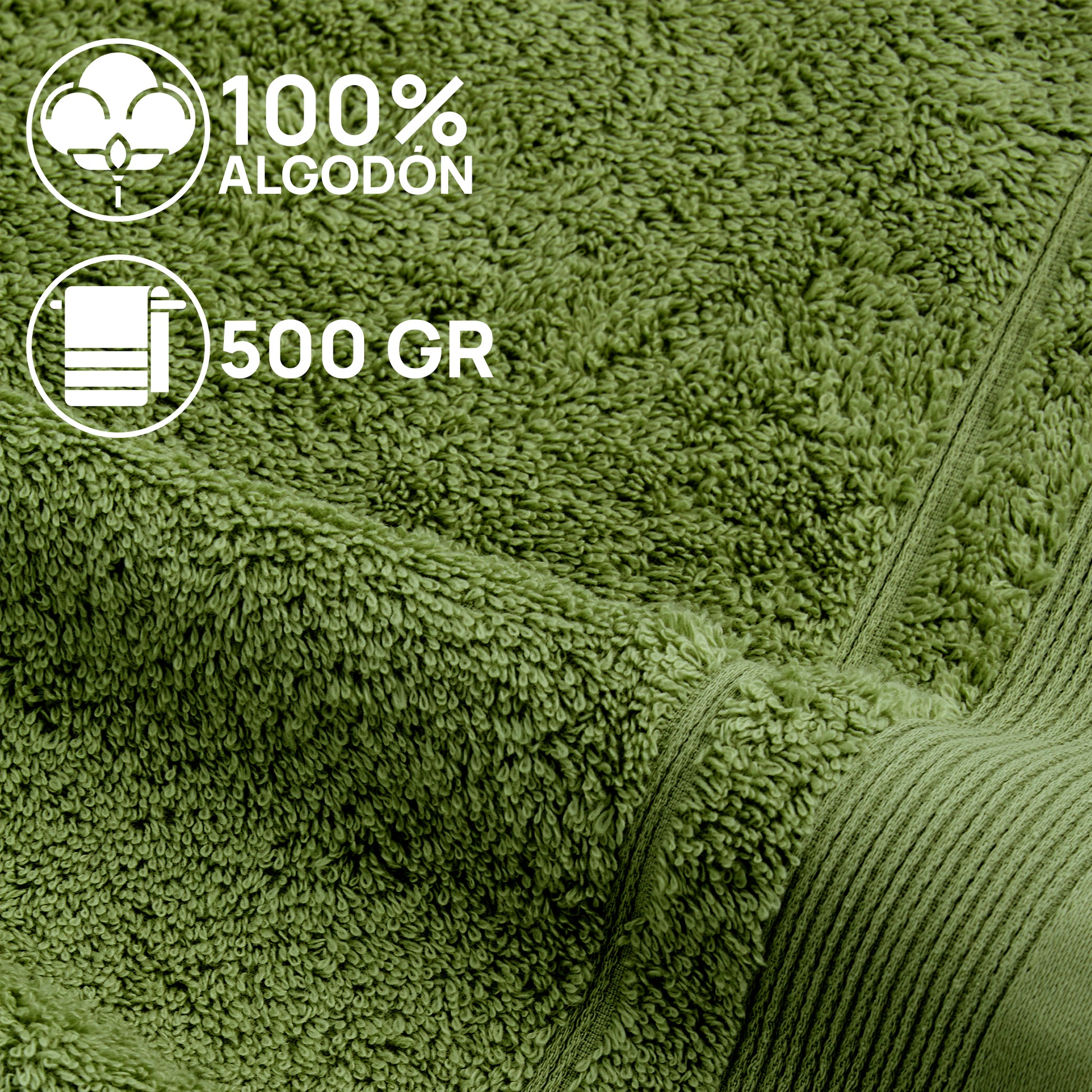 Juego De Toallas De Baño 3 Piezas: Tocador, Lavabo Y Sabana - 100% Algodón, 500 Gr Verde_4