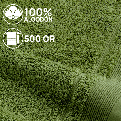 Juego De Toallas De Baño 3 Piezas: Tocador, Lavabo Y Sabana - 100% Algodón, 500 Gr Verde_4