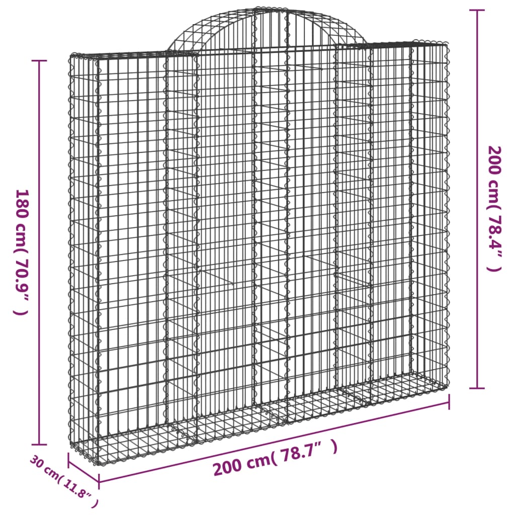 Cestas De Gaviones 2 Uds Forma De Arco Hierro 200x30x180/200 Cm_5