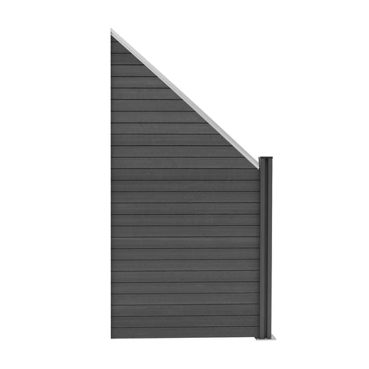 Vallas Para Exteriores De Wpc Y Aluminio - 1x Panel Oblicuo + 1x Poste | Gris_0