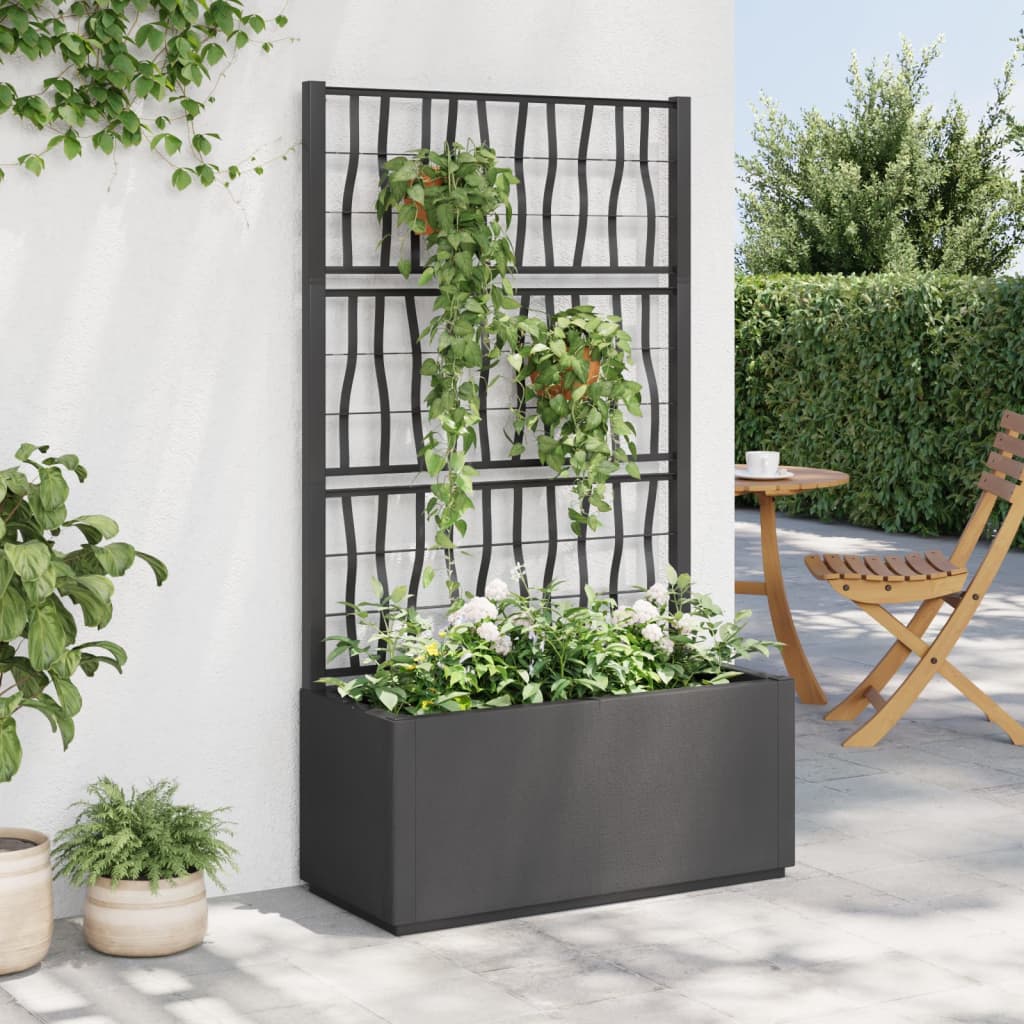 Jardinera Con Enrejado Pp Gris Oscuro 80x36x140 Cm_1