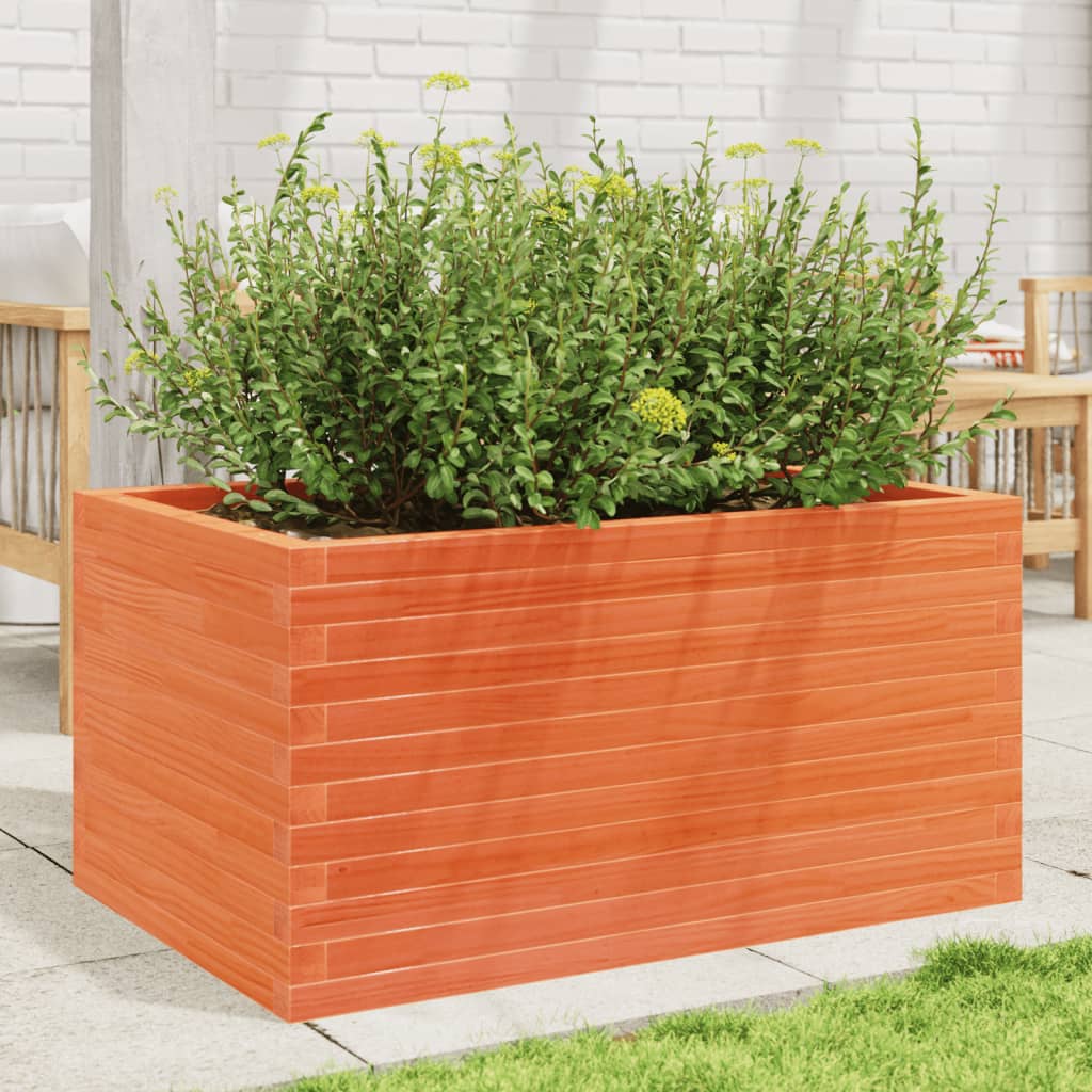 Jardinera Madera Maciza De Pino Marrón Cera 90x60x45,5 Cm_2