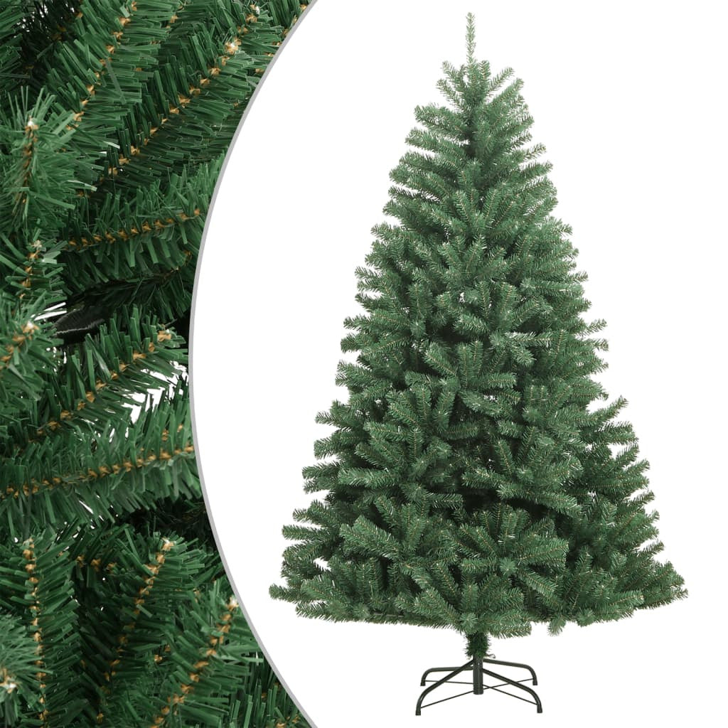 Vidaxl Árbol De Navidad Artificial Con Bisagras Y Soporte Verde 150 Cm_0