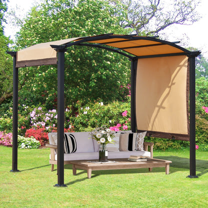 Outsunny Pérgola 3x2,5m Cenador Con Techo Retráctil Jardín Patio Terraza_1