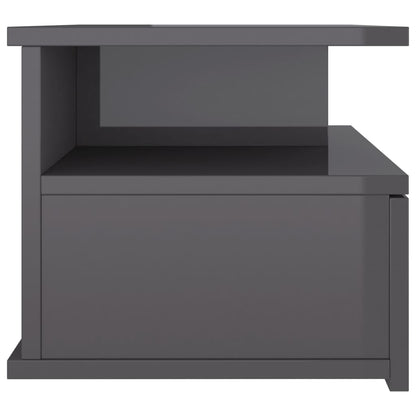 Mesita De Noche Flotante 2 Uds Madera Gris Brillo 40x31x27 Cm_3
