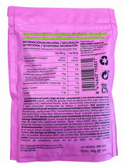 Gummies Veganas Sabor Fresa Pack 14 Bolsas - Snack Dulce Natural Sin Gluten_2