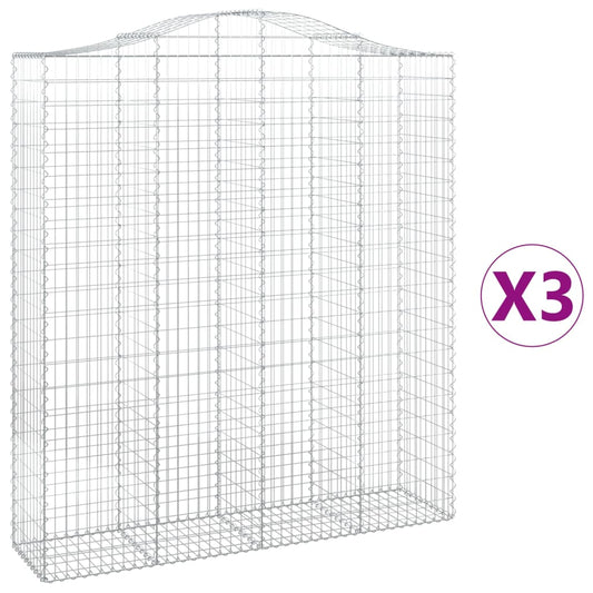 Cestas De Gaviones 3 Uds Forma De Arco Hierro 200x50x220/240 Cm_0