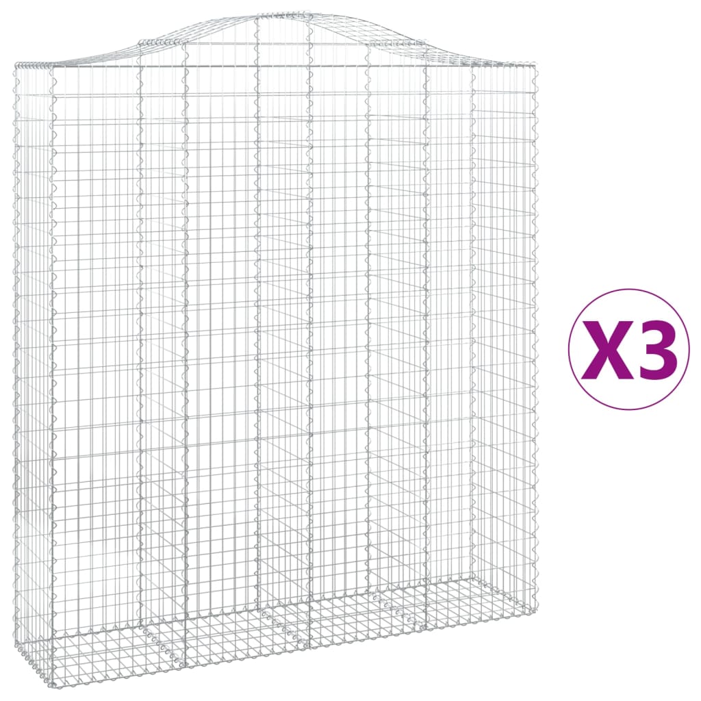 Cestas De Gaviones 3 Uds Forma De Arco Hierro 200x50x220/240 Cm_0