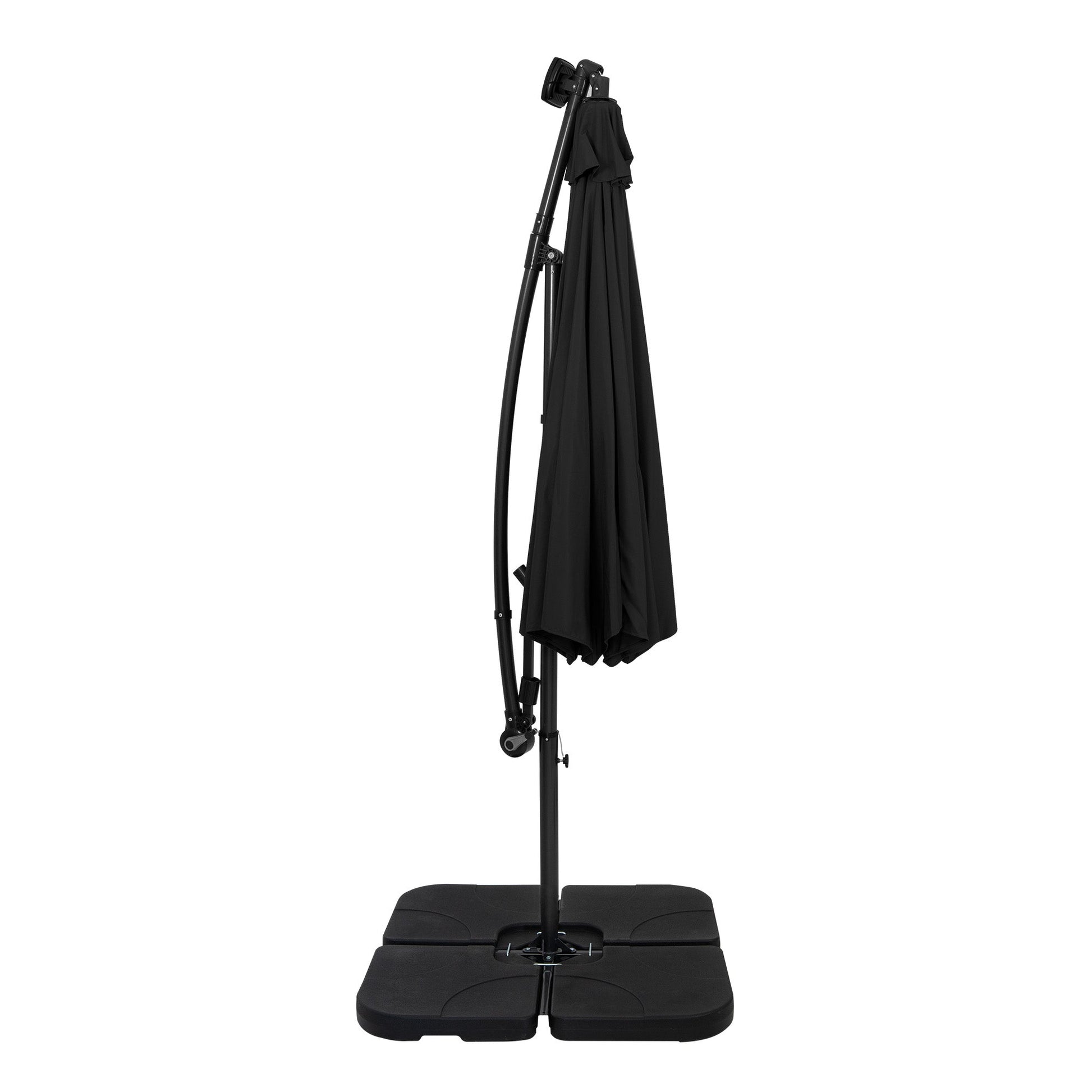 Parasol Excéntrico Led 3 M Con Base Cuadrada – Negro_1