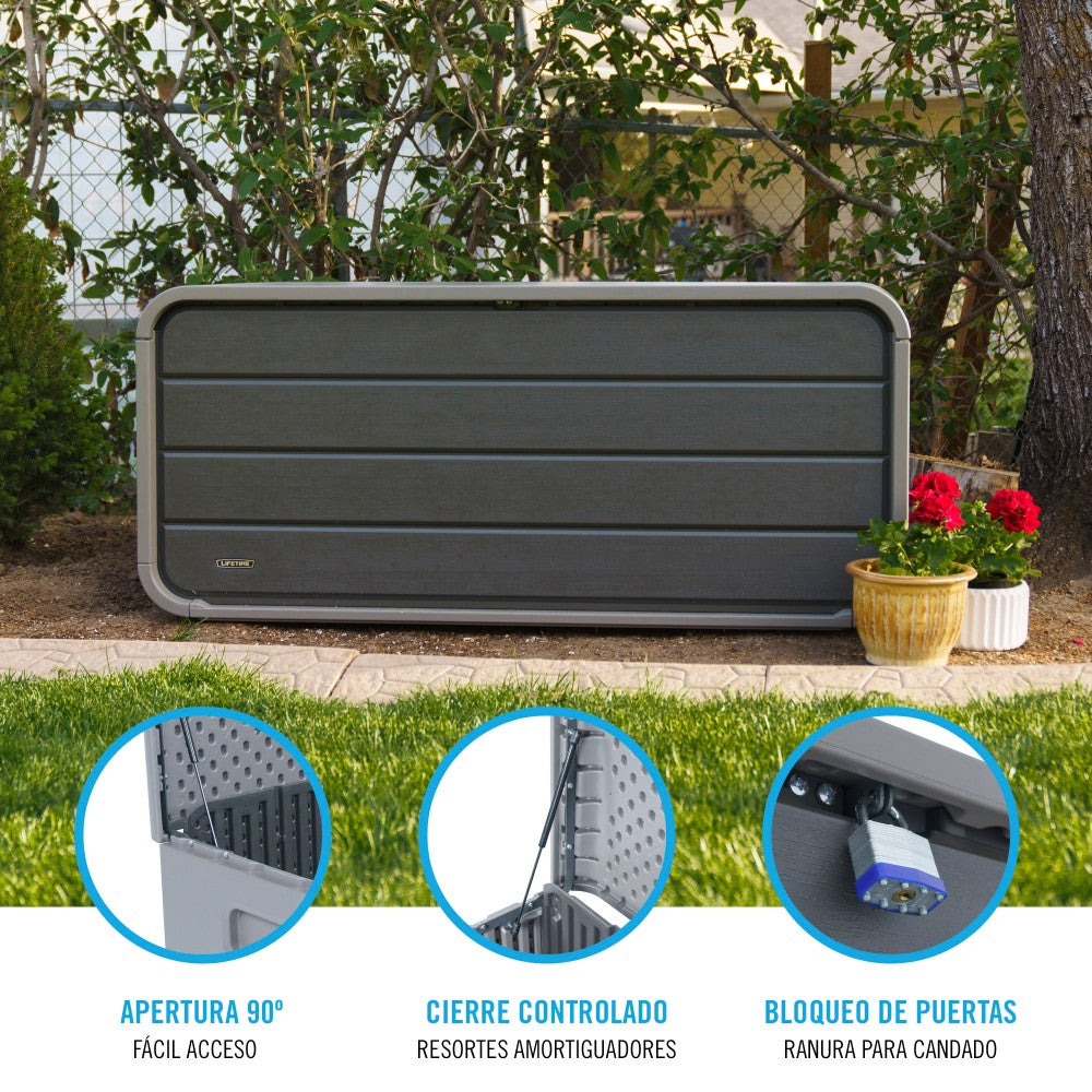 Baúl Exterior Ultrarresistente Gris C/tapa Abatible Lifetime_2