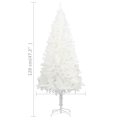 Vidaxl Árbol Artificial De Navidad Con Hojas Realistas Blanco 120 Cm_2