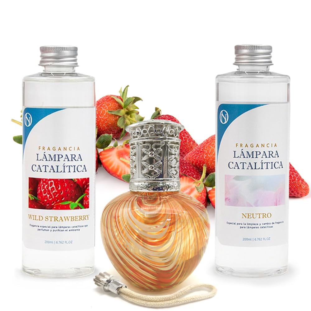 Pack Ahorro Lámpara Catalítica Orange Waves + Fragancia Wild Strawberry 500ml + Limpiador Neutro 200ml + Mecha Repuesto_0