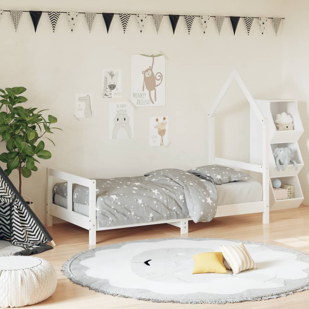 Vidaxl Estructura De Cama Para Niños Madera De Pino Blanco 80x160 Cm_1