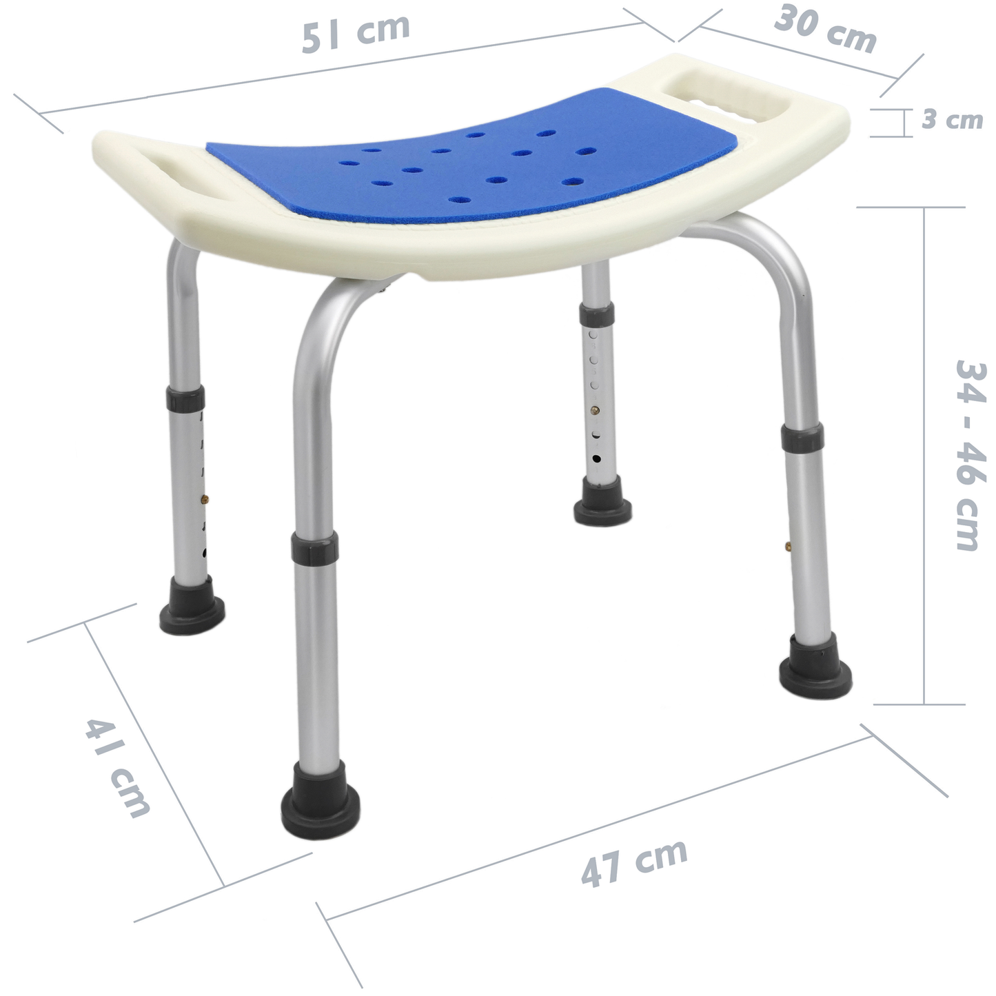 Taburete De Ducha Ergonómico Antideslizante Regulable En Altura Acolchado_1