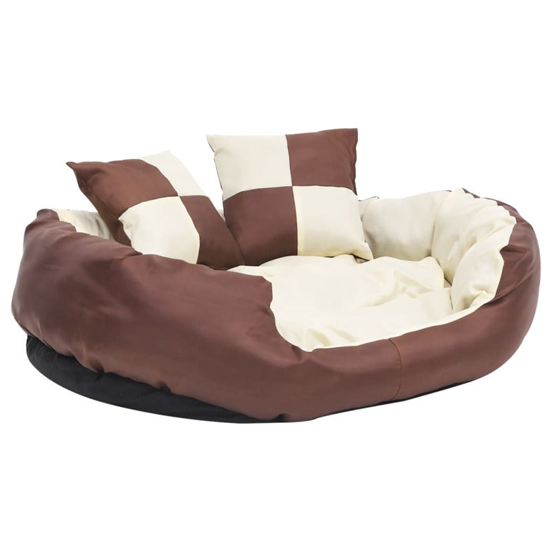 Vidaxl Cojín Para Perro Reversible Y Lavable Marrón Y Crema 85x70x20cm_5