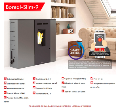 Bricosol Estufa De Pellet Extraplana Boreal 9 Kw Gris_1