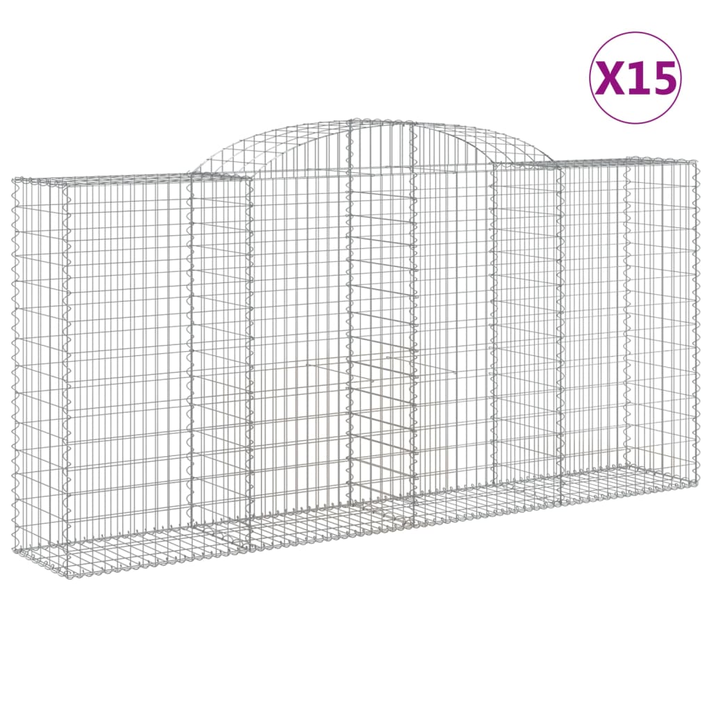 Cestas Gaviones 15 Uds Forma De Arco Hierro 300x50x140/160 Cm_0