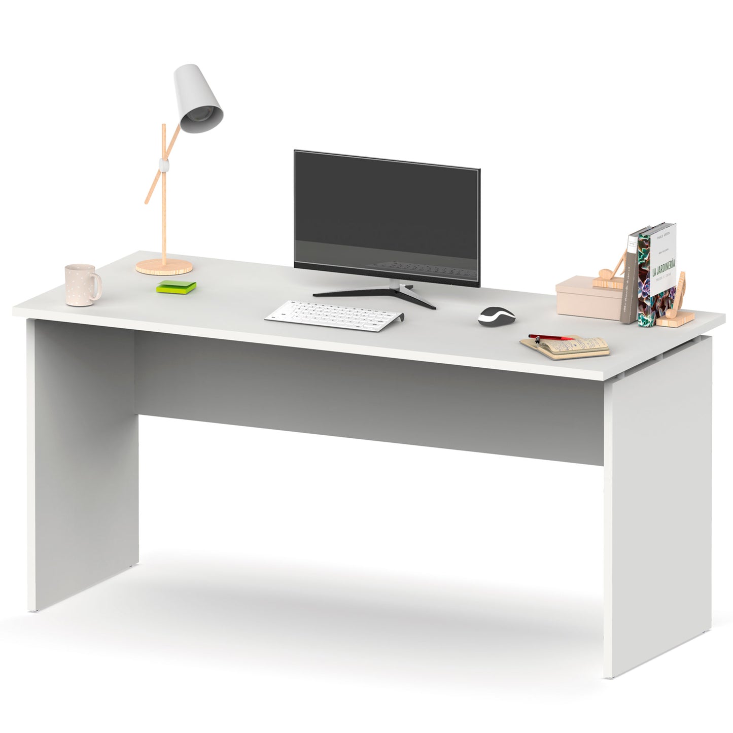 Escritorio, Mesa De Ordenador Oficina, Estudio 76 X 155 X 68 Cm, Despacho, Habitación, Desk, Briebe, Zenith, Blanco_0