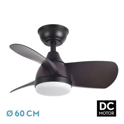 Ventilador Dc 24w Pirdo Negro/marron 3 Aspas 60d 2400lm 6 Velocidades 3000-4500-6000k C/remoto, Memoria Y Temporizador_0