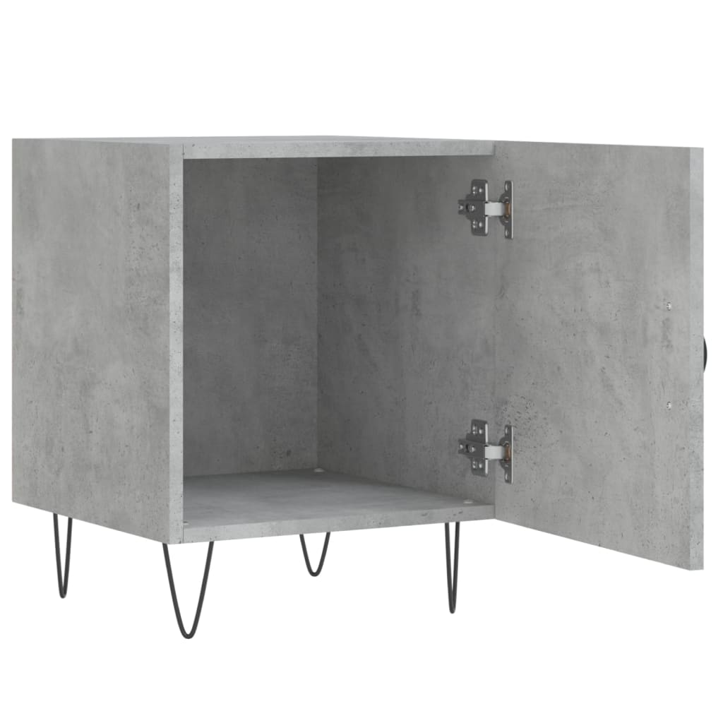 Mesita De Noche Madera De Ingeniería Gris Hormigón 40x40x50 Cm_3