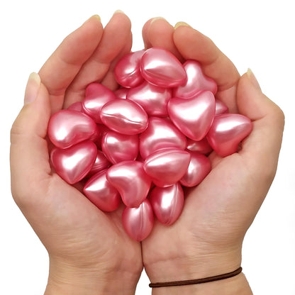 Pack 40 Perlas De Baño Aromatizada En Forma De Corazón - Con Aceite De Soja - Hidratante Y Aromática - Aroma Rosas_1