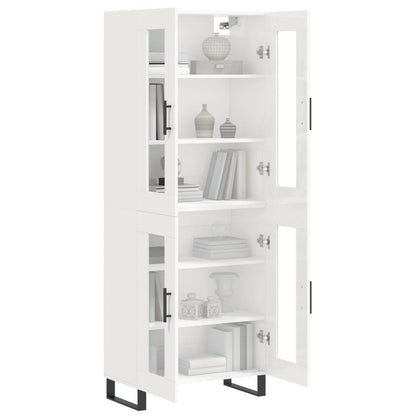 Aparador Alto Madera Contrachapada Blanco Brillo 69,5x34x180 Cm_2