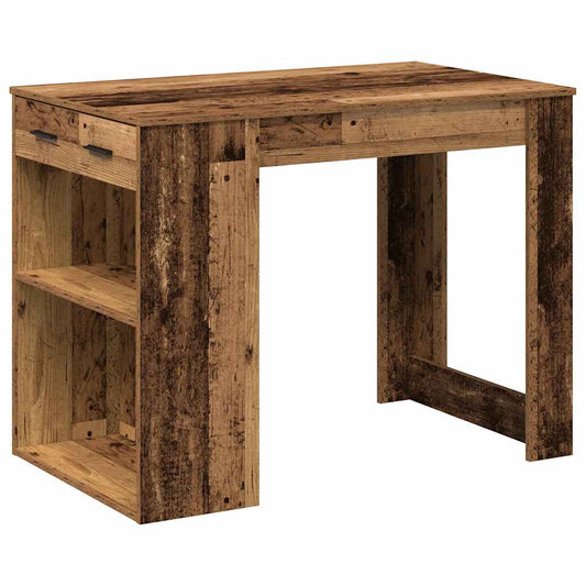 Escritorio Con Cajón Estante Madera Contrachapada Madera Vieja_0