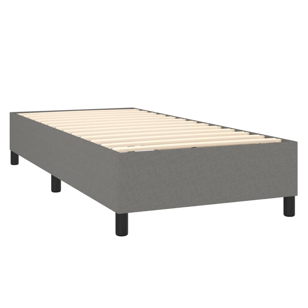 Cama Box Spring Colchón Y Luces Led Tela Gris Oscuro 90x190 Cm / Vetonek_5