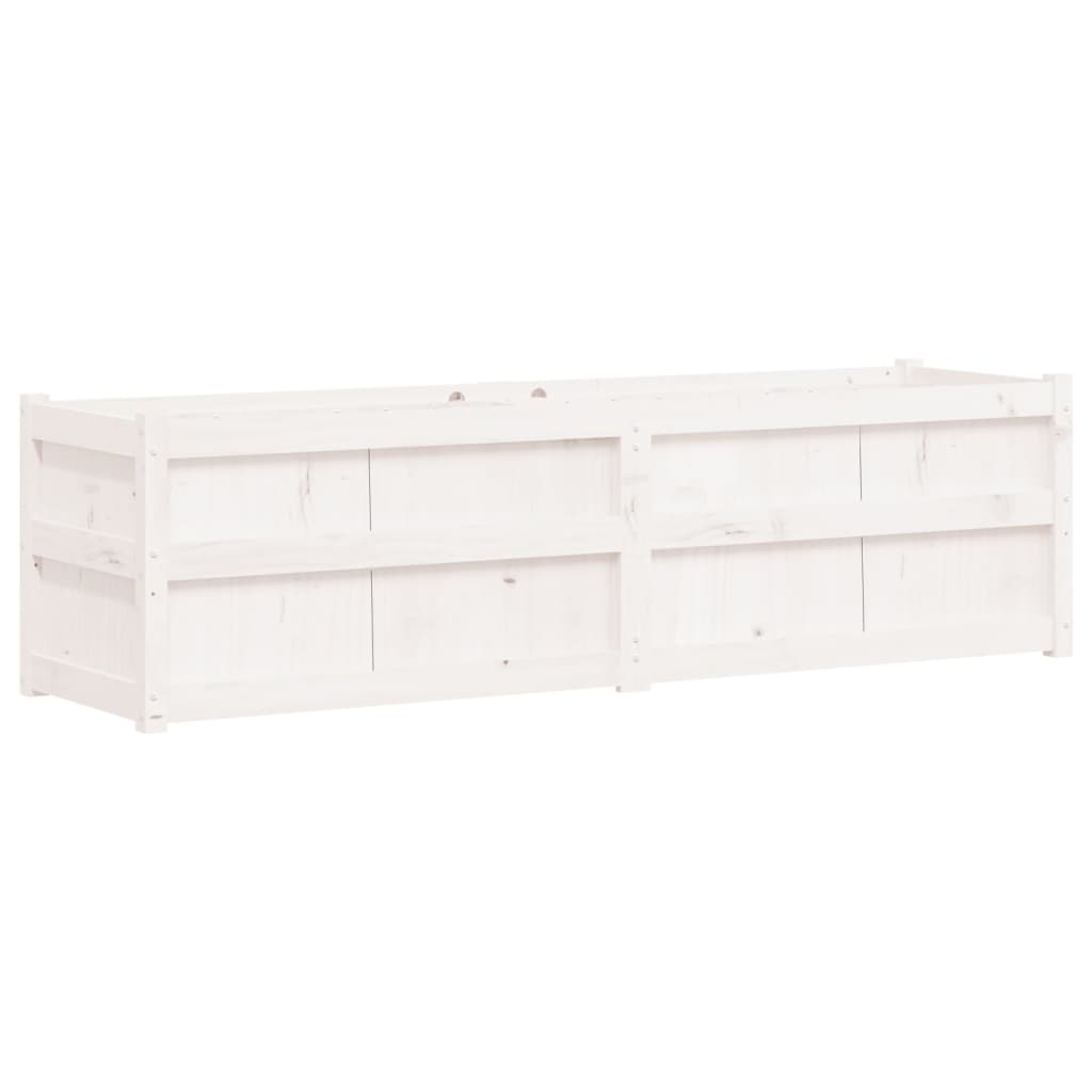 Jardinera De Madera Maciza De Pino Blanca 180x50x50 Cm_0